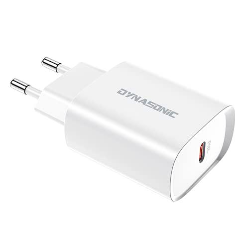 DYNASONIC Cargador USB C 20W Carga Rápida, Tecnología de Balance Inteligente para Móvil iPhone o Puerto C (Puerto Type-C)