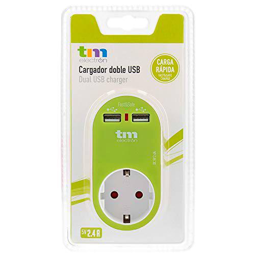TM Electron TMUAD114G - Adaptador de corriente cargador con una toma de enchufe y 2 tomas USB