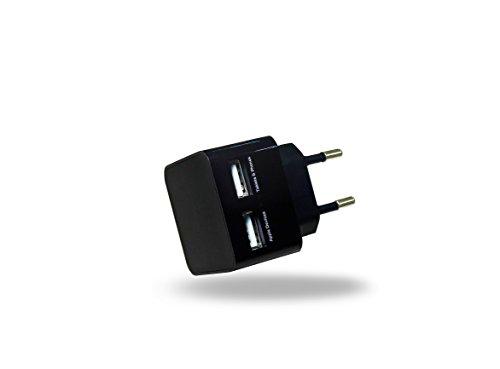 Azuri 220 V USB Head (Excl USB Cable) con 2 Puertos USB - 2 Amp - Negro - Cargadores de teléfono móvil (Interior