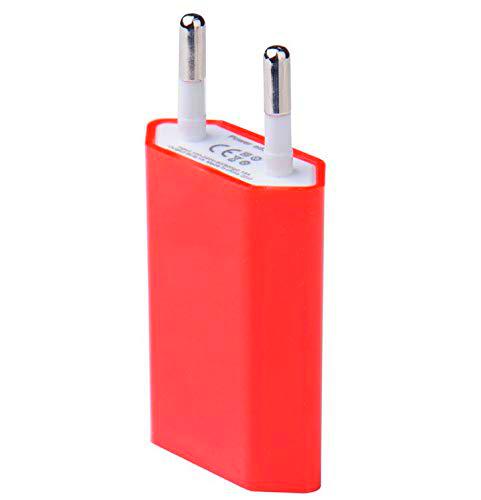 Shot Case Adaptador USB de Pared para HTC U12 + 1 Puerto de Corriente AC Cargador Blanco (5 V-1 A) Universal (Rojo)