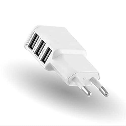 Shot Case Cargador Adaptador USB para Motorola Moto E4 Plus Smartphone/Tablet Triple Toma de Pared 3 Puertos Corriente AC Cargador Blanco
