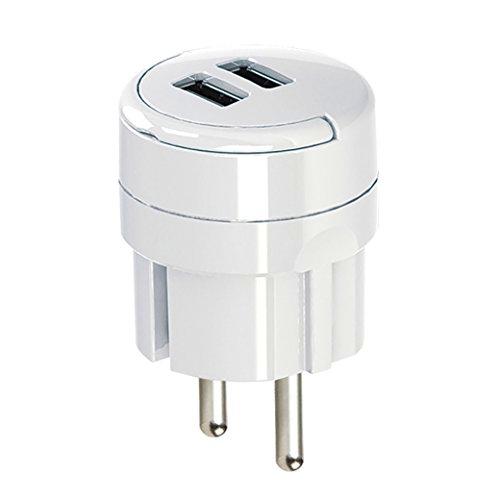 Electraline 55076 - Cargador de Pared 2 USB, Color Blanco