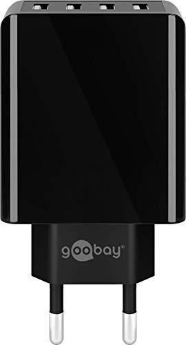 Goobay 44953 - Cargador con 4 Puertos USB (30 W), Color Negro