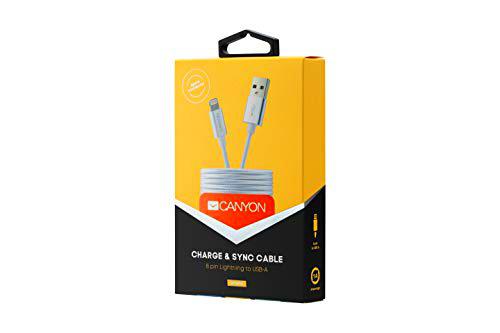 CANYON Cable Lightning USB Trenzado Metálico Blanco