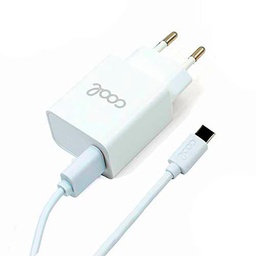 Cargador Red Conector Tipo-C Universal 3Amp (Carga Rápida) Cool Kit 2 En 1 Blanco