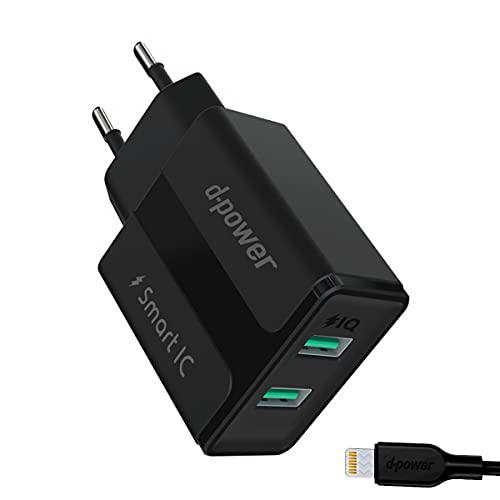 d-power Pack - Enchufe Universal con 2 Puertos USB y Cable Lightning