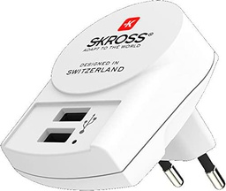 Skross Cargador con Enchufe Europeo y USB, Color Blanco