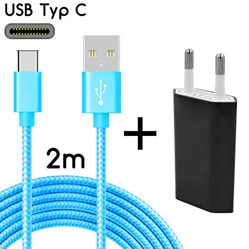 TheSmartGuard - Cargador USB-C 2 en 1 / Set de Carga/Cable de Carga USB Tipo C con Fuente de alimentación/Enchufe de Red Compatible con Samsung