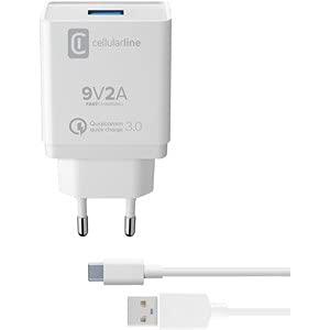 Cellularline ACHHUKITQCTYCK - Cargador (Interior, Corriente alterna