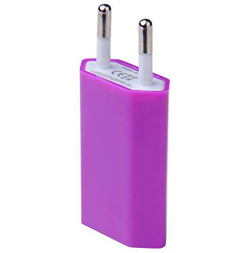 Shot Case Adaptador USB de Pared para Huawei P30 Lite Sector 1 Puerto Corriente AC Cargador Blanco (5 V-1 A) Universal (Morado)