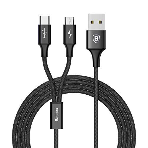 Baseus - Cable 2 en 1 (conector tipo C + micro USB a USB