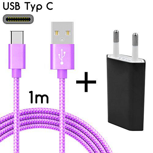 TheSmartGuard - Cargador USB-C 2 en 1 / Set de Carga/Cable de Carga USB Tipo C con Fuente de alimentación/Enchufe de Red Compatible con Samsung
