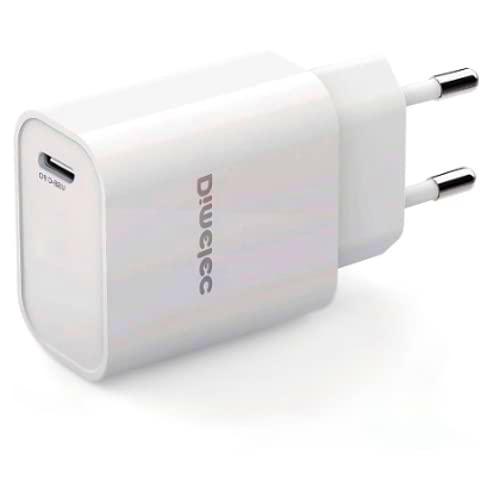 Dimelec Cargador de Pared 20W USB Tipo C PD / 5V 9V 12V Maximo 3A iPhone 12