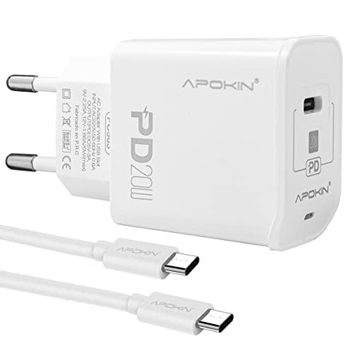 APOKIN® Cargador Tipo C 20W Adaptador Carga Rapida Xiaomi Redmi Note 8 Pro