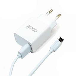 Cargador Red Conector Micro-USB Universal 3Amp (Carga Rápida) Cool Kit 2 En 1 Blanco
