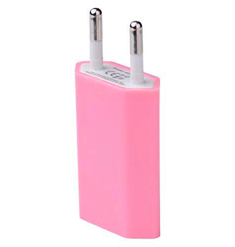 Shot Case Adaptador USB de Pared para Wiko View 3 Sector 1 Puerto Corriente AC Cargador Blanco (5 V-1 A) Universal (Rosa Palo)