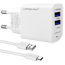 APOKIN® Quick Charge 3.0 Cargador USB Tipo C de Pared con Cable USB C 1M,20W QC 3.0 Cargador Móvil Carga Rapida para Samsung Galaxy S20 S10 S9 S8 Plus Note 10,Huawei P30/P20,Xiaomi Mi 9 Redmi Note 9