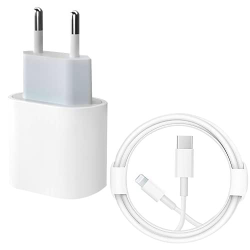 Cargador rápido para iPhone 12 【MFi Certificado】 20 W PD Tipo C Power Wall Charger con 6 FT USB C a Lightning Cable Compatible con iPhone 13/12/12 Mini/12 Pro Max/11/11 Pro MAX/XS MAX/XR/X, iPad