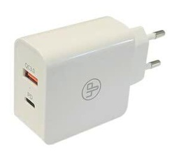 Cargador de Pared, para Carga rápida, 100-240V, Blanco (Tipo C (PD) + USB 2.4 30W)
