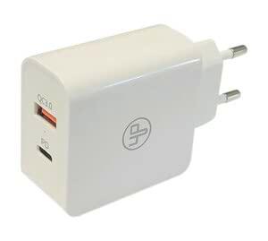 Cargador de Pared, para Carga rápida, 100-240V, Blanco (Tipo C (PD) + USB 2.4 30W)