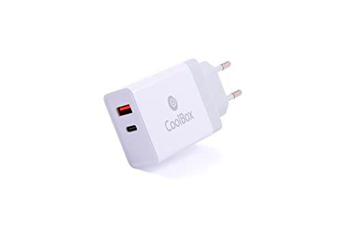 CoolBox 36W Cargador Rápido Pared USB C Power Delivery 3.0 + USB QC 3.0 para iPhone 13