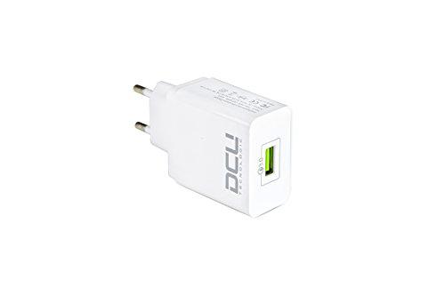 DCU TECNOLOGIC | Cargador USB Quick Charge 3.0 | Alimentador USB | Carga 4 Veces más rápida | Sin Cable | Blanco