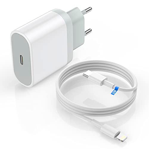 Cargador rápido para iPhone 【Apple MFi Certified 】 20 W USB C Cargador rápido con 2 M USB C