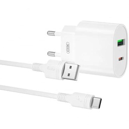 深圳市克劳福德科技有限公司 XO L81ATC Cargador de Corriente Tipo C y USB QC 3.0 20W + Cable Tipo C